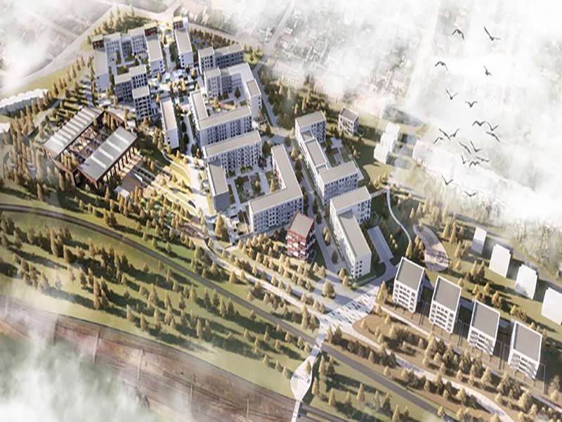 Wizualizacja osiedla mieszkaniowego przy ul. Hermanowskiej we Wrocławiu