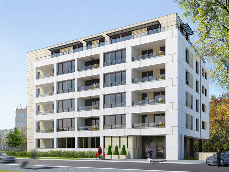 Budynek mieszkalny przy ul. Merliniego w Warszawie wizualizacja