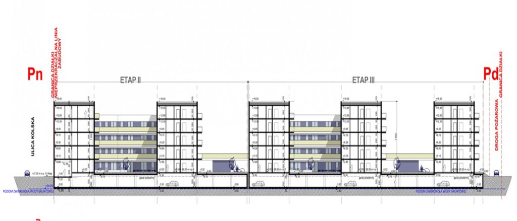 Zespół budynków mieszkalnych przy ul. Okopowej przekrój